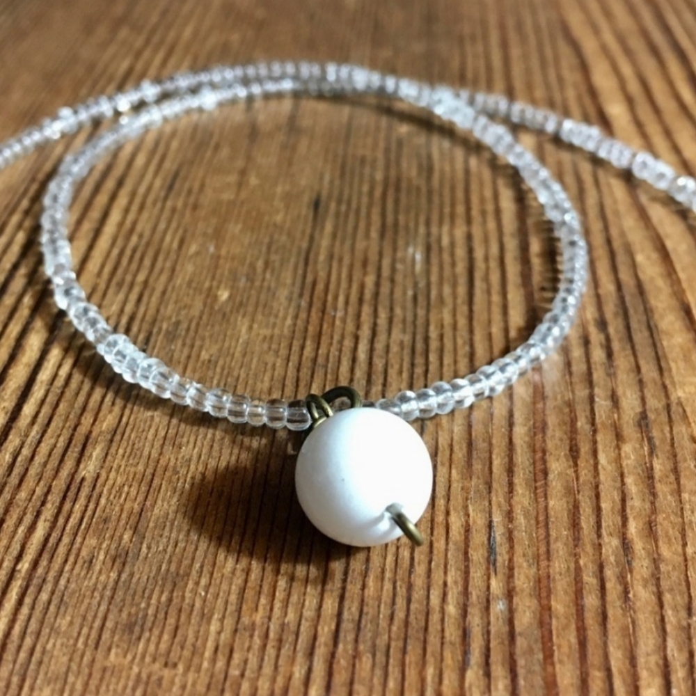 Crystal Clear Beaded Ladies Necklace, Handmade Ladies Necklace,  Beaded Necklace